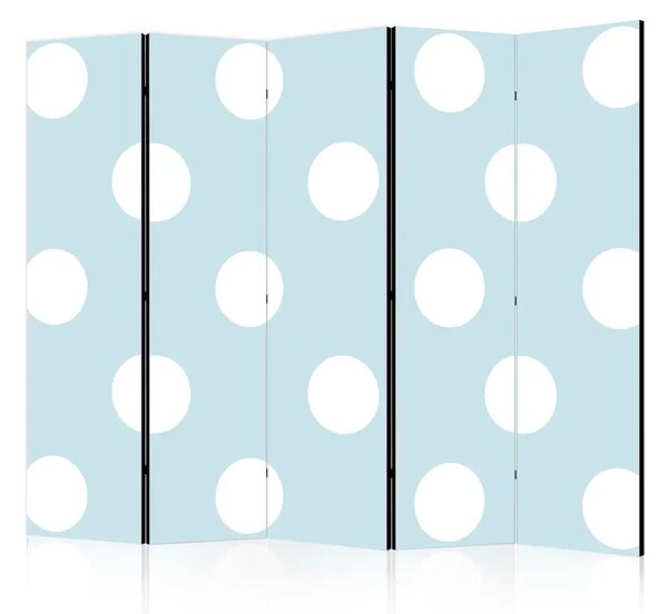 Paravento design Dolcezza blu II - composizione con piccoli puntini bianchi