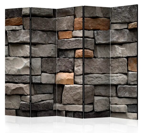 Paravento design Fortezza di pietra II - composizione grigia con parete