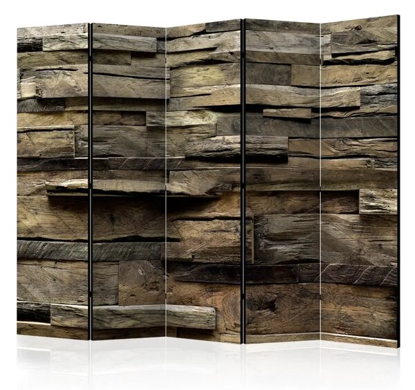 Paravento design Stile Rustico: Casa di Campagna II - texture di legno su muro
