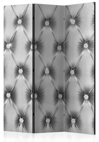 Paravento Lusso Argentato - texture grigia con bottoni di cristallo