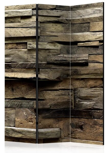 Paravento separè Stile Rustico: Casa di Campagna - texture scura di mattoni di legno