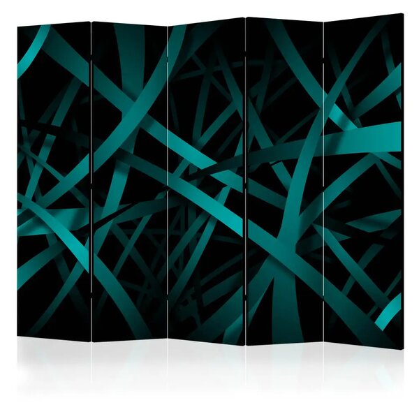 Paravento design Sfondo scuro II - astrazione color smeraldo in mezzo all'oscurità