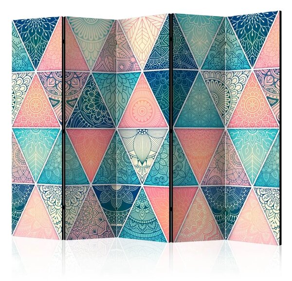 Paravento separè Triangoli Orientali II - mandale orientali in triangoli colorati