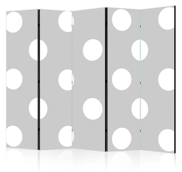 Paravento Pois Carini II - texture grigia uniforme con molti cerchi bianchi