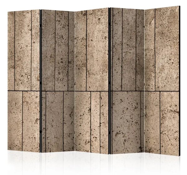 Paravento Muro Beige II - texture di piastrelle di cemento su muro marrone