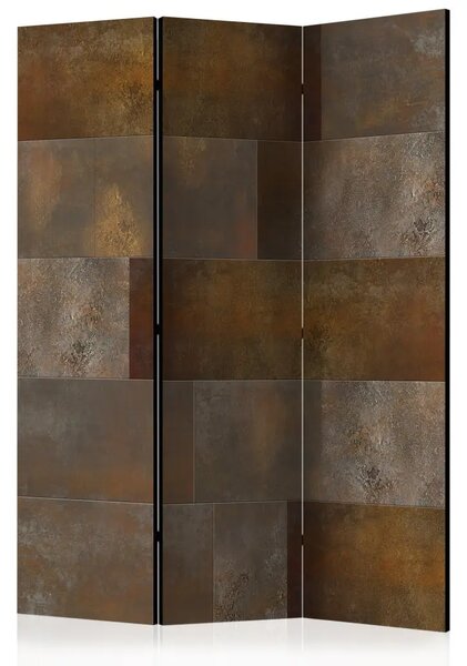 Paravento design Cascata Dorata - texture arrugginita con piastrelle quadrate