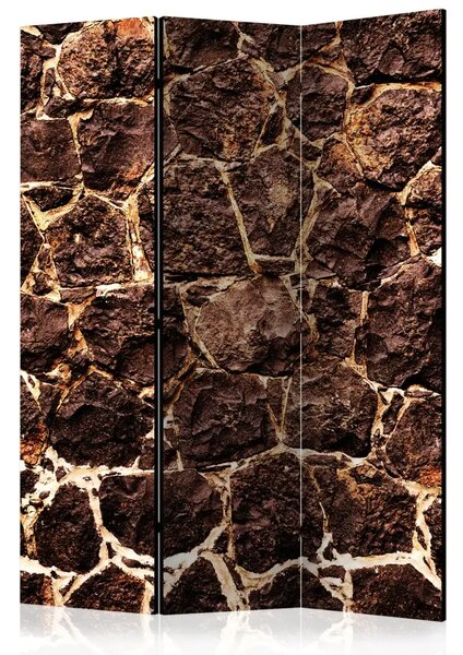 Paravento design Caverna Marrone - texture di mattoni di pietra marrone