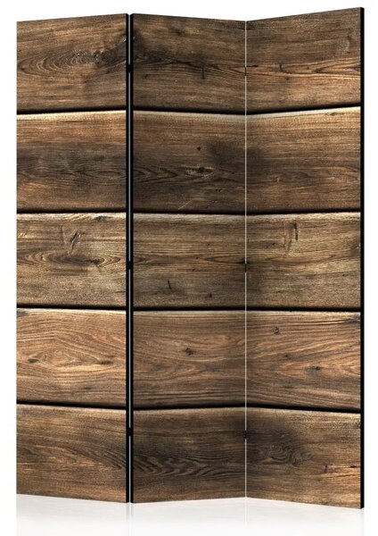 Paravento Composizione Boschiva - texture elegante di tavole di legno scuro