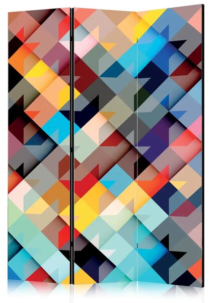 Paravento Patchwork Colorato - texture astratta con figure pastello