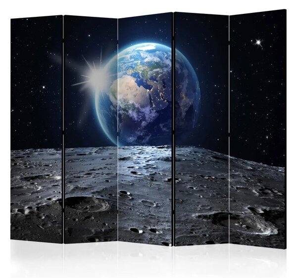 Paravento separè Vista del Pianeta Blu II - la luna su uno sfondo stellato