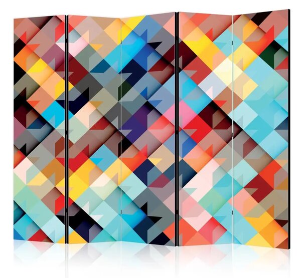 Paravento Patchwork Colorato II - texture con figure geometriche colorate