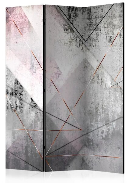 Paravento Prospettiva Triangolare - texture astratta di cemento con figure