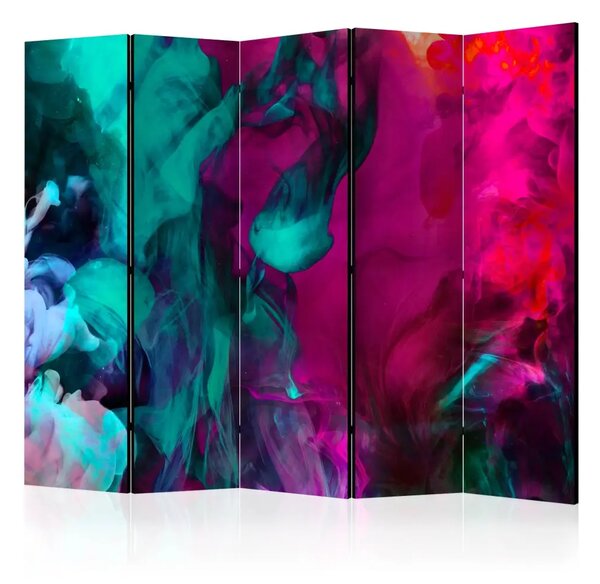 Paravento separè Folle di Colori II - fumo colorato sensuale in un motivo astratto