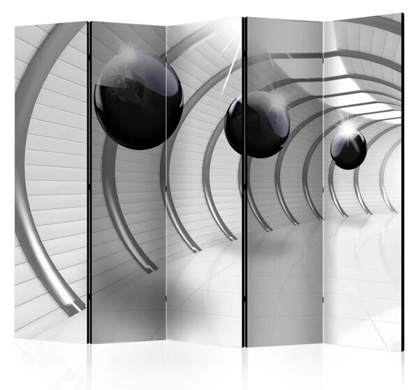 Paravento design Tunnel futuristico II - spazio con palline in stile astratto