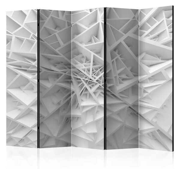 Paravento design Ragnatela bianca II - motivi astratti con figure geometriche bianche