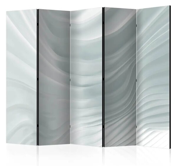 Paravento design Waving White II - spazio astratto con onde azzurre