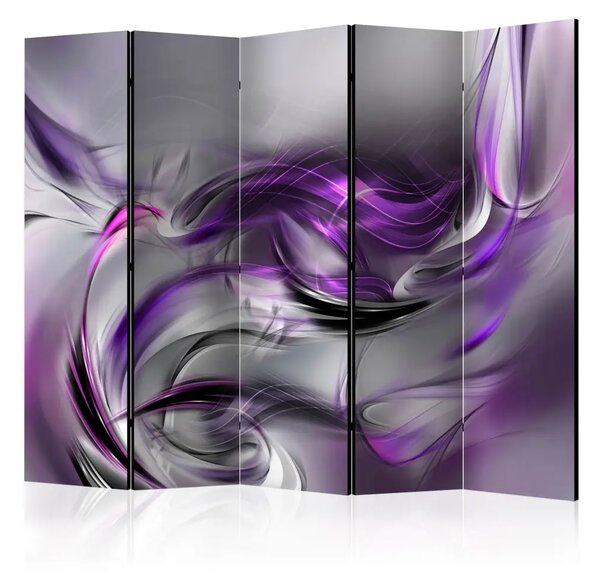 Paravento separè Purple Swirls II II - Romantico fumo viola su sfondo grigio
