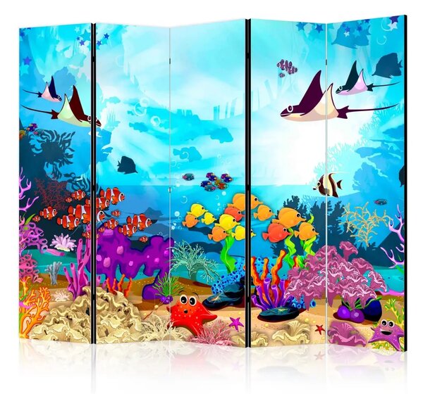 Paravento Underwater Fun II - paesaggio oceanico del mondo sottomarino con pesci