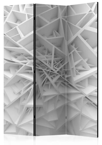 Paravento separè Ragnatela bianca - motivi astratti con figure geometriche bianche