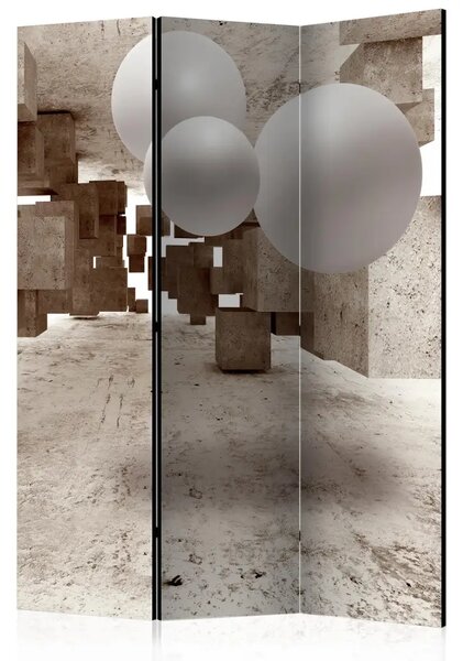 Paravento design Labirinto di cemento - spazio astratto con figure geometriche