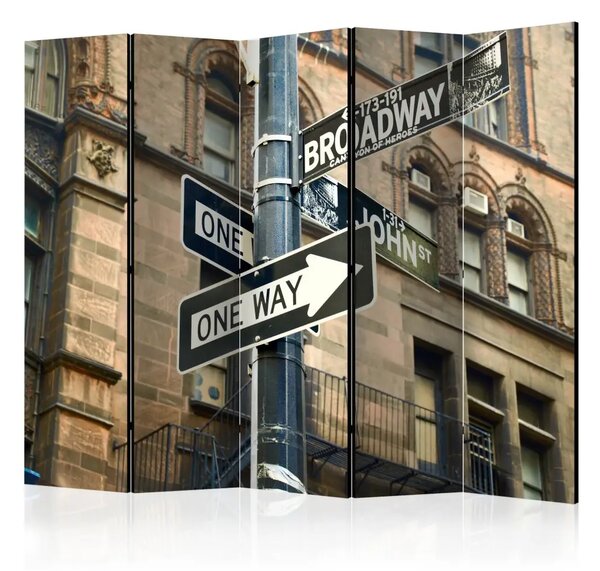 Paravento design Tutte le strade a Broadway II - iscrizioni su cartello stradale