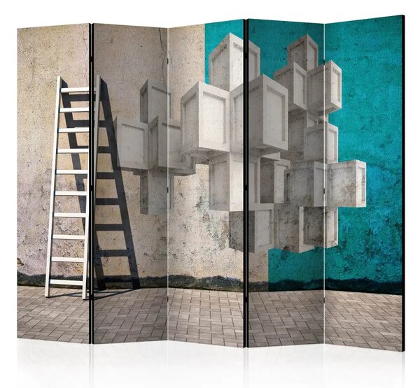 Paravento separè Blocchi di cemento II - murale geometrico in 3D