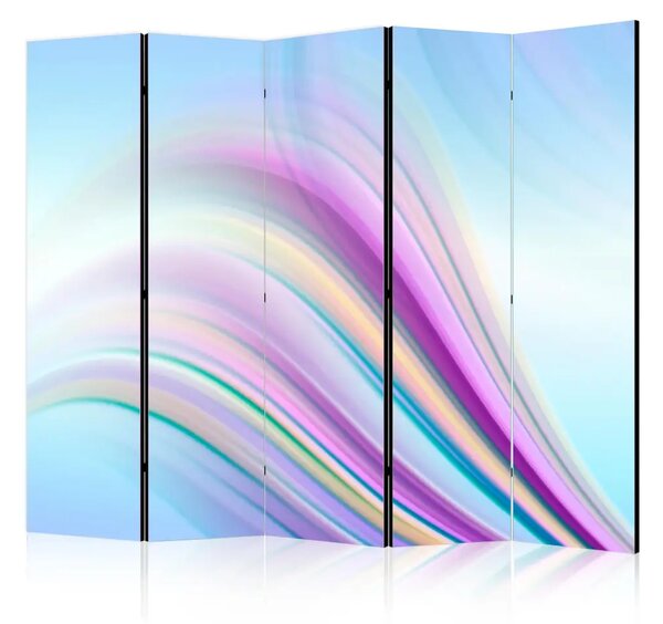 Paravento design Sfondo astratto arcobaleno II - onde astratte su sfondo blu