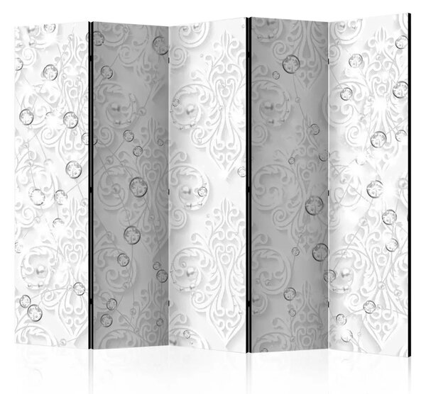 Paravento separè Ornamenti con diamanti II - romantico muro bianco con ornamenti
