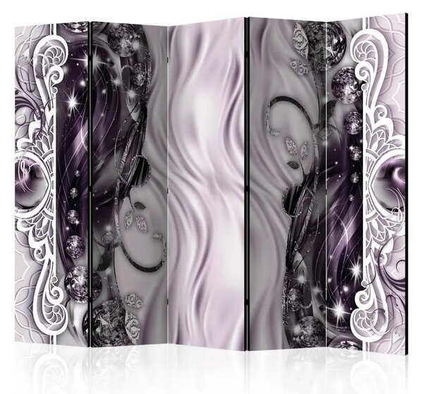 Paravento Fibbie Rosa II - onde viola astratte tra diamanti