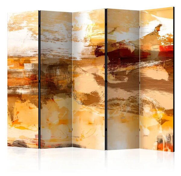 Paravento Desert Storm II - astrazione artistica in arancione