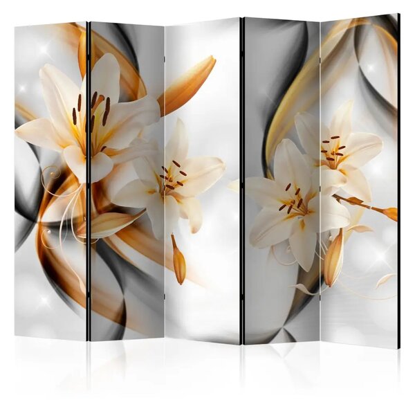 Paravento separè Giglio dell'innocenza II - pianta con fiori gialli illusionistici