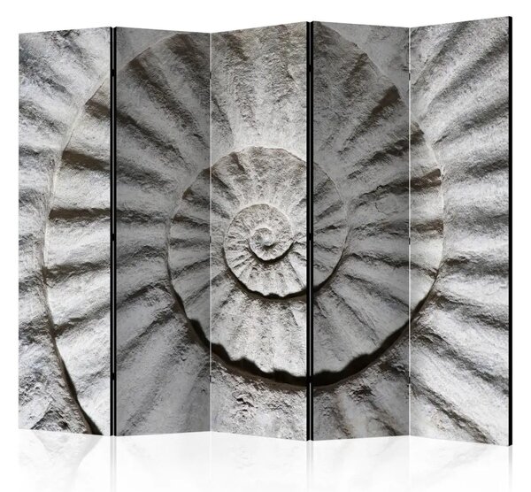 Paravento design Shell II - struttura astratta grigia di conchiglia
