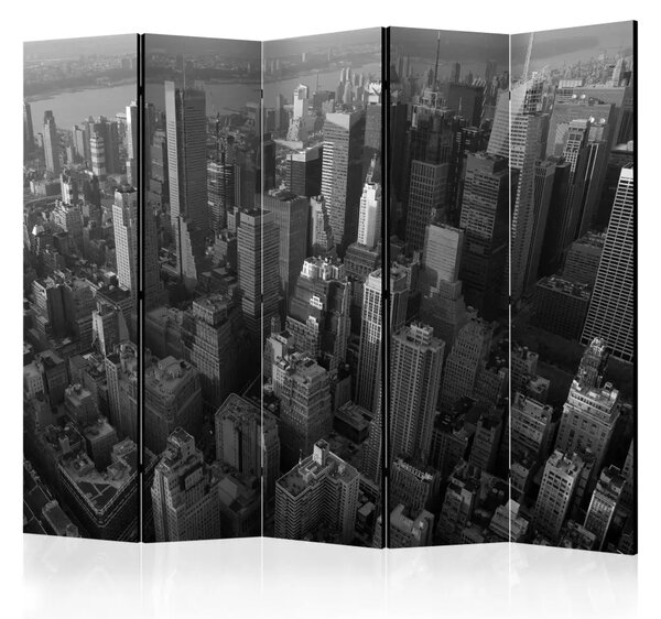 Paravento design New York: grattacieli (vista a volo d'uccello) II - panorama b/n