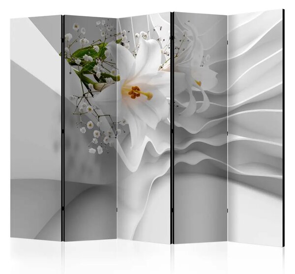 Paravento separè Fiori per la modernità II - fiore di giglio su sfondo bianco astratto