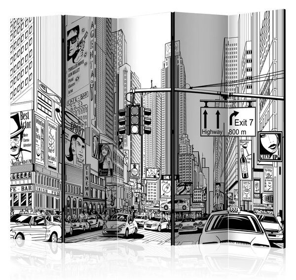 Paravento design Per le strade di New York II: architettura cittadina in stile fumetto