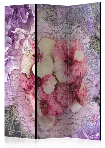 Paravento separè Memoria: fiori in una composizione colorata su uno sfondo a tema retrò