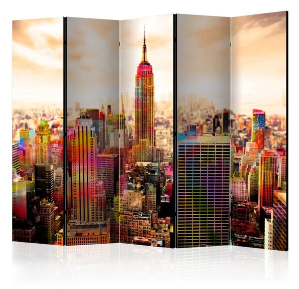 Paravento design Colors of New York City IV - NYC con accenti colorati