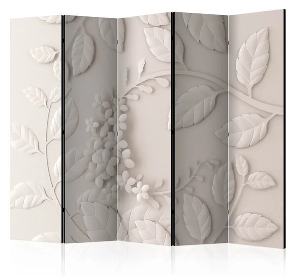 Paravento design Fiori di carta crema II - motivi in ​​stile vegetale su sfondo beige