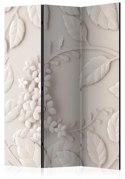 Paravento design Fiori di carta crema - motivo vegetale su sfondo beige