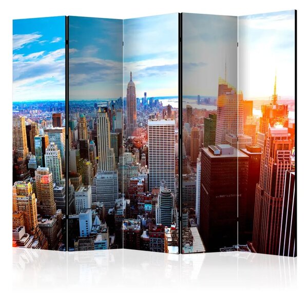 Paravento design Alba su Manhattan II - Panorama dei grattacieli a New York