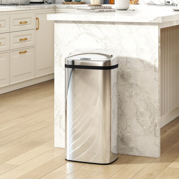 HOMCOM Bidone per Rifiuti da 40L con Sensore per Apertura e Chiusura Automatica, 33x25x70 cm, Argento | Aosom Italy