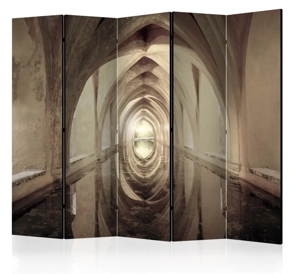 Paravento Tunnel Magico II - Tunnel lucente di bronzo con luce brillante