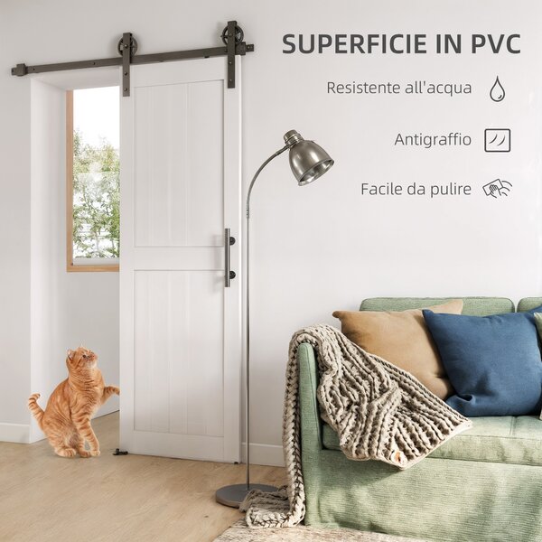 HOMCOM Porta Scorrevole in Stile Country con Binario e Maniglia in Legno e Acciaio, 71.5x213.4 cm, Bianco e Nero | Aosom Italy