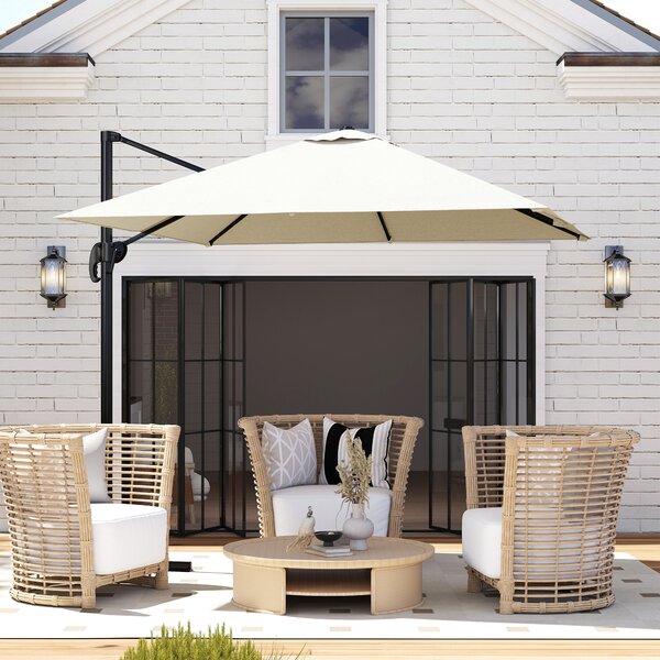 Outsunny Ombrellone da Giardino con Angolazione Regolabile su 5 Livelli e a 360°, 245x245x248 cm, color Crema|Aosom
