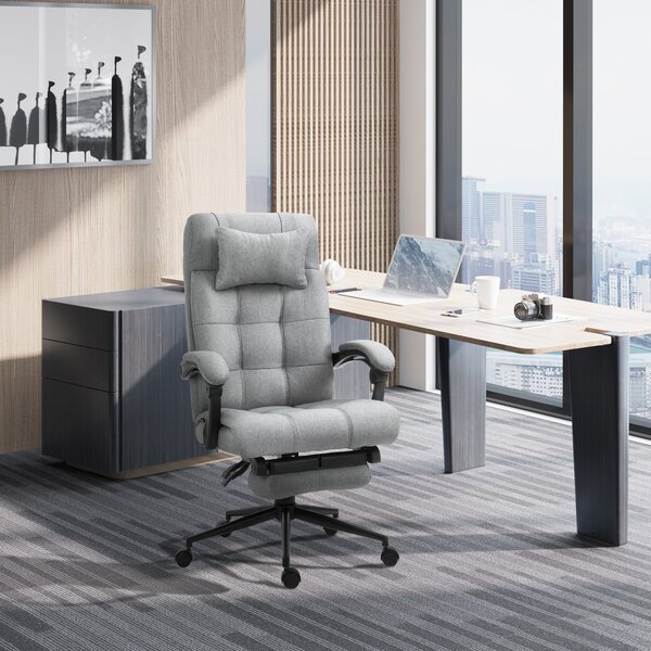 Vinsetto Sedia da Ufficio Ergonomica Reclinabile Girevole, Poltrona moderna con Poggiatesta e Poggiapiedi, Grigio | Aosom Itay
