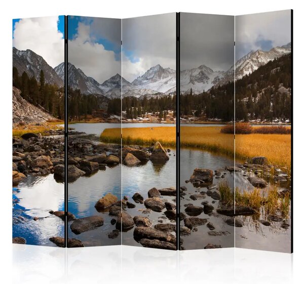 Paravento design Torrente di Montagna II - Rocce e montagne sullo sfondo