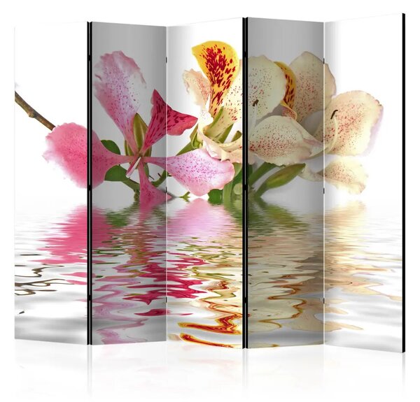 Paravento separè Fiori tropicali - Bauhinia II - Piante e acqua con alberi tropicali