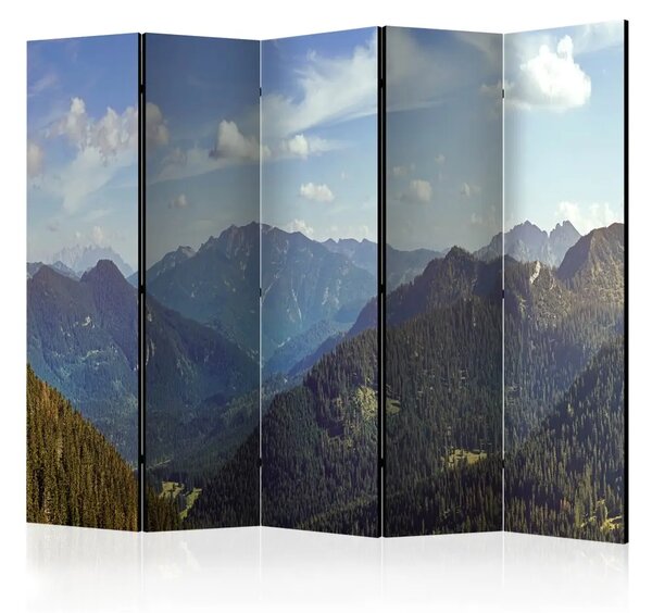 Paravento design Magia delle Montagne II - Pittoresco paesaggio di montagne con cielo
