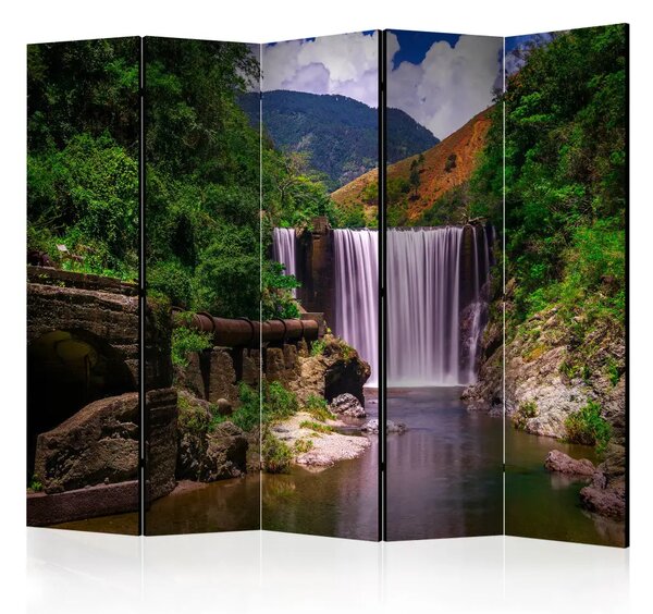 Paravento design Reggae Falls II - Grande cascata tra montagne e foreste