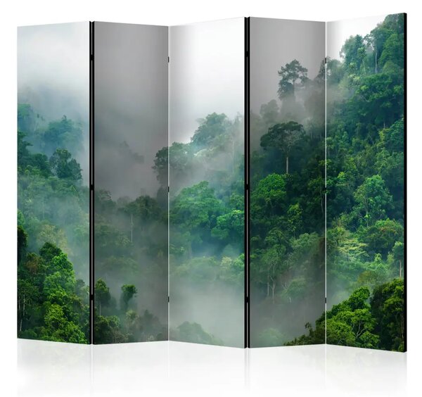 Paravento Nebbia Mattutina II - Foresta tropicale nella nebbia
